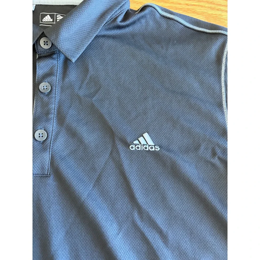 Adidas‎ Golf Mens Large Black Grey Performance Mesh Short Sleeve Polo Shirt L